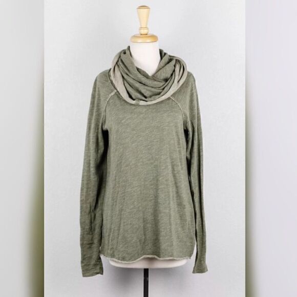 Free People | FP Beach Cotton Cocoon Cowl Long Sleeve Pullover in Green | XS/S - Picture 3 of 9